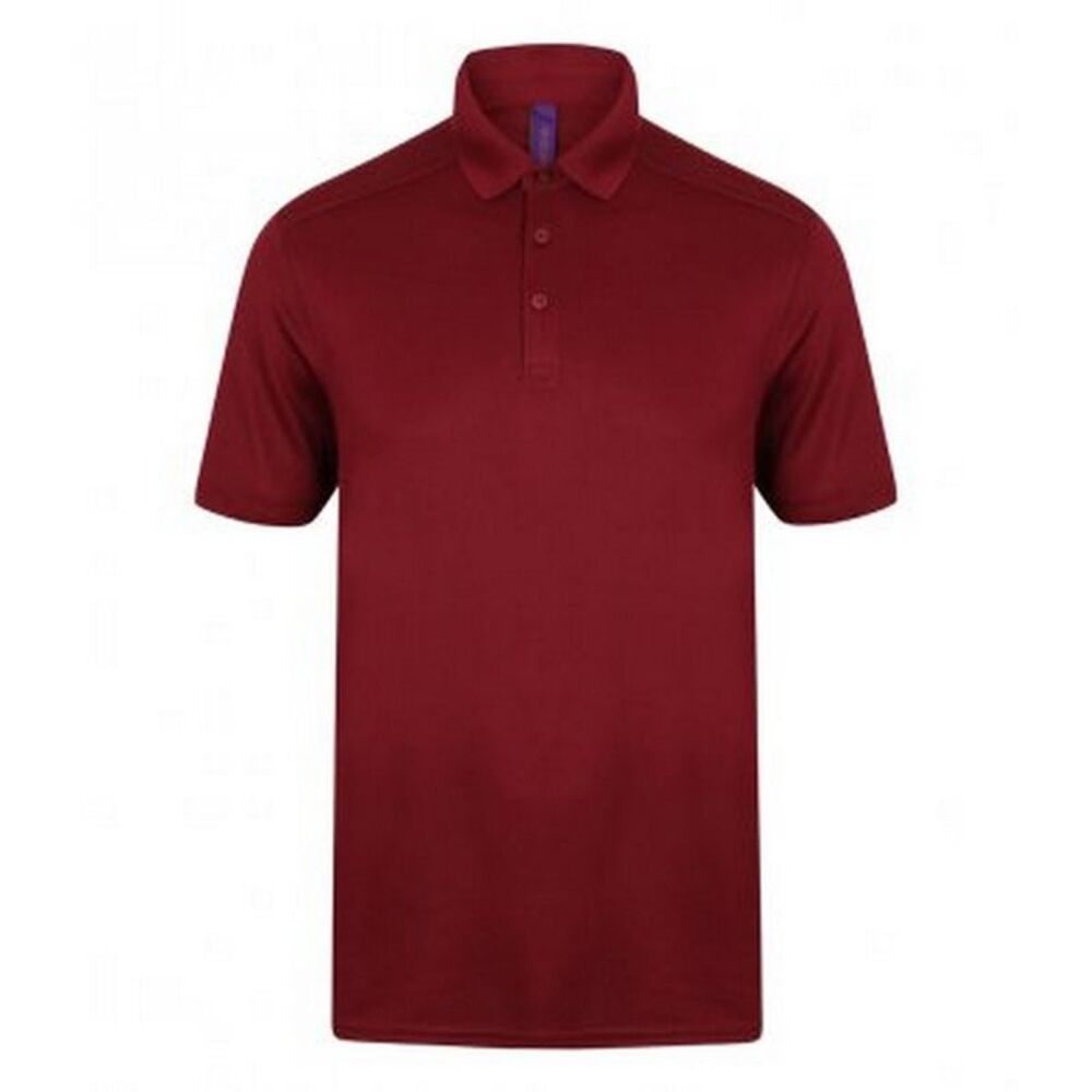 Henbury Mens Stretch Microfine Pique Polo Shirt / Burgundy